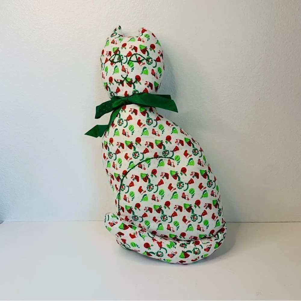 Artisan Handmade Holiday Cat Pillow